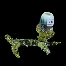 Novelty Vase, Vaseline Opalescent Art Glass