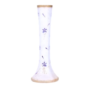 Vase, Unmarked Mt. Joye French Art Glass, Clear Frosted, Acid Cut Scale Background