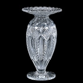 Pedestal Vase, American Brilliant Cut Glass, Signed Sinclaire