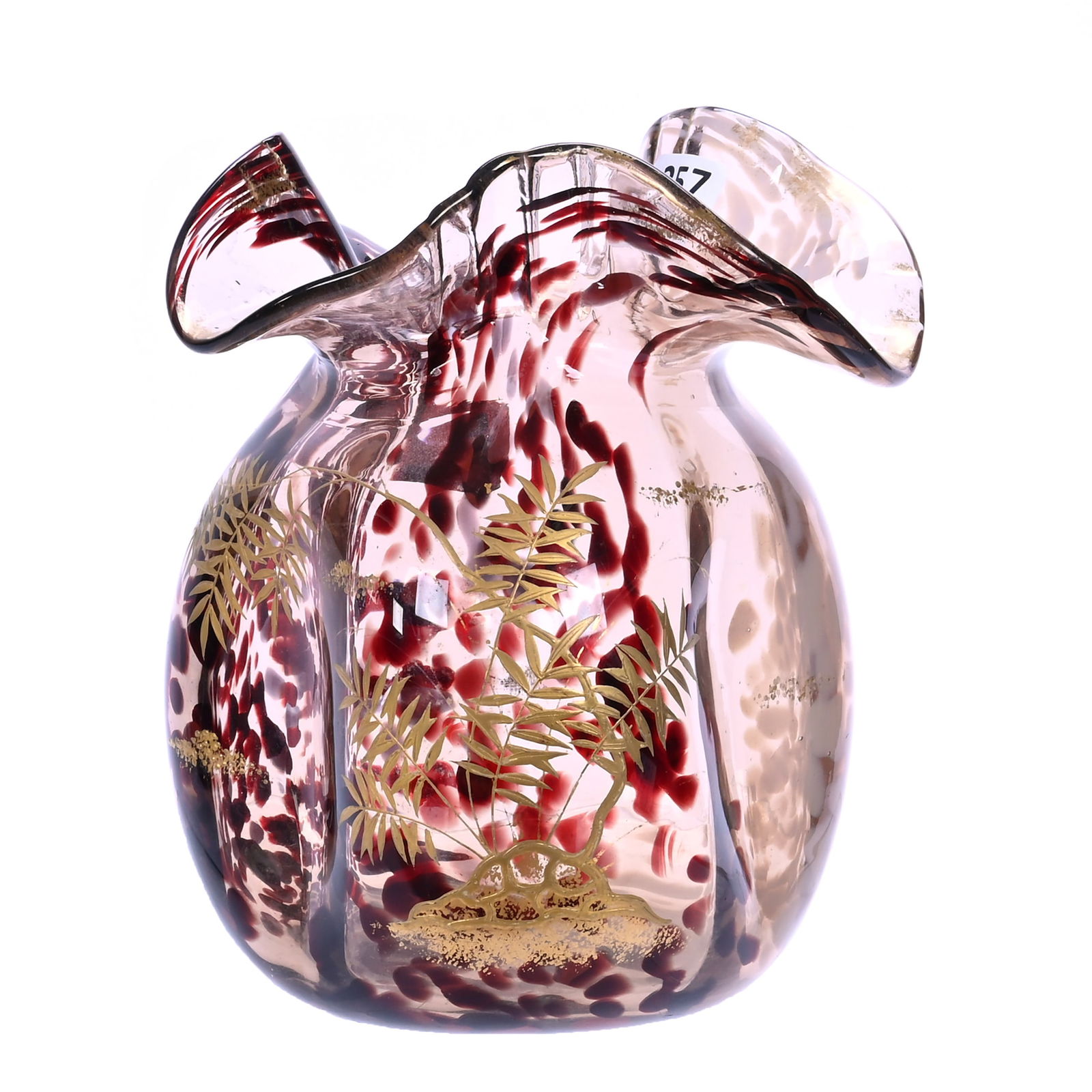 Three Sided Pinched Vase, Unmarked French Art Glass, Attributed To Ernest-Baptiste Leveille (1 of 3)