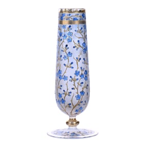 Vase, Unmarked Bohemian Art Glass, Frosted Ground