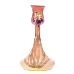 Vase, Unmarked Bohemian Art Glass, Pink Shading To Vaseline