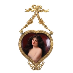 Heart Shaped Plaque, Unmarked Heubach Porcelain