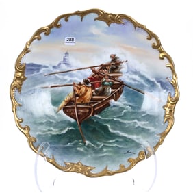 Charger, Marked Limoges, Artist Signed, Captioned "Un Grain De Mer"