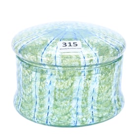 Round Covered Box, Unmarked A. Douglas Nash, Chintz Art Glass