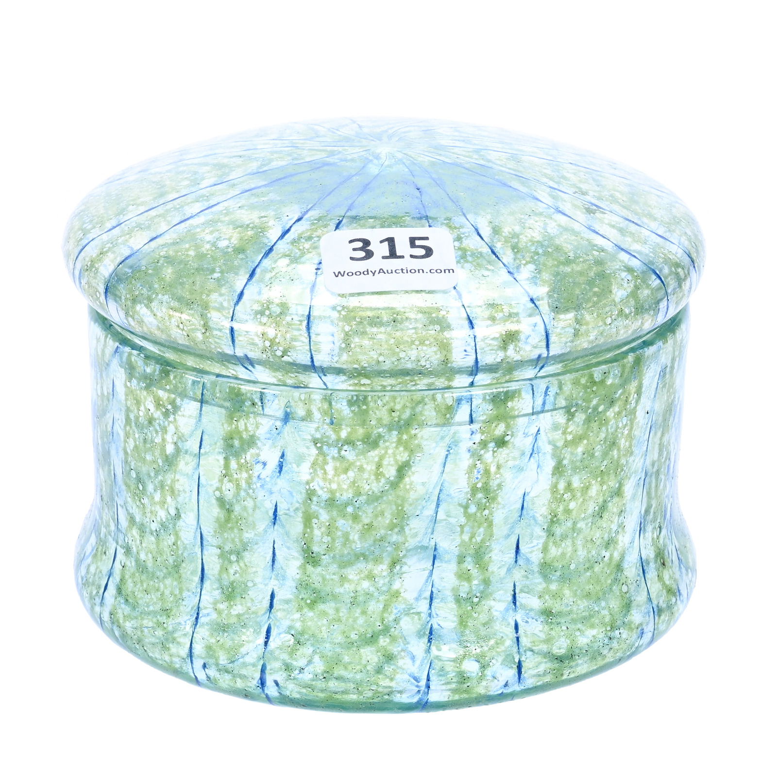 Round Covered Box, Unmarked A. Douglas Nash, Chintz Art Glass (1 of 3)