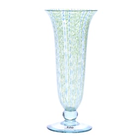 Pedestal Vase, Signed Nash #84J, By A. Douglas Nash, Chintz Art Glass