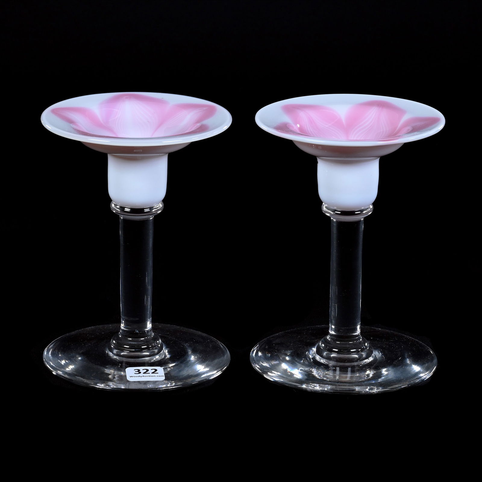 Pair Candlestick Holders, Designed By A. Douglas Nash, Signed Libbey (1 of 3)