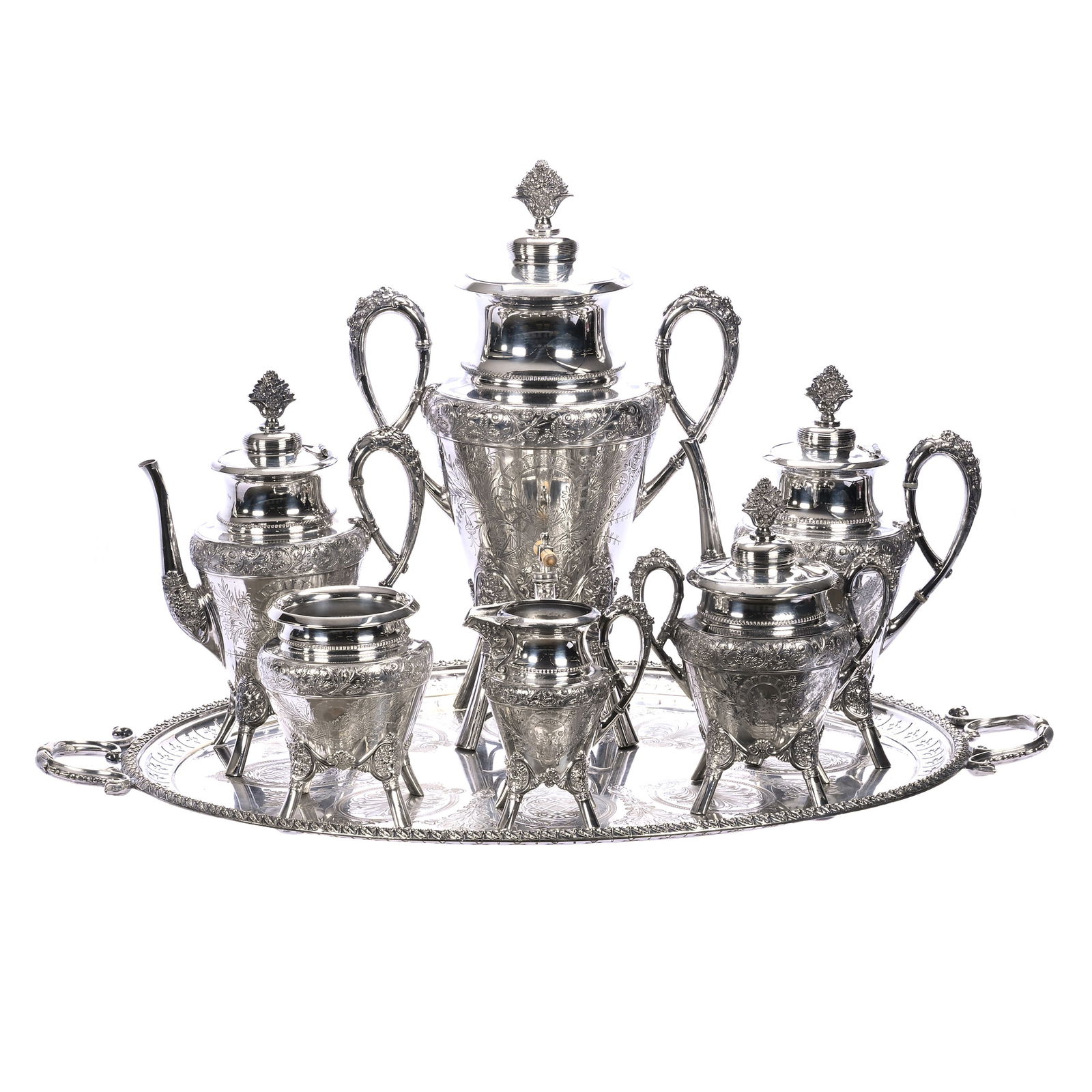 Coffee & Tea Service, Seven Piece Set, Silverplate Marked Middletown #1013 (1 of 7)