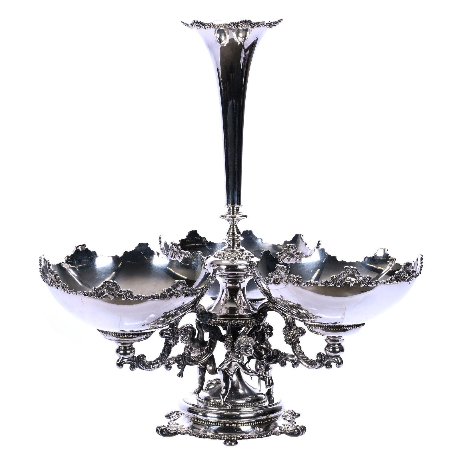 Centerpiece Epergne, Silverplate Marked Derby #4000 (1 of 5)