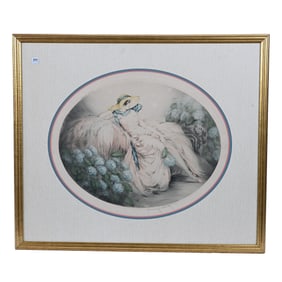 Original Louis Icart Etching Titled "Hydrangeas", Dated 1929, Windmill Stamp, Firm Engraving Line