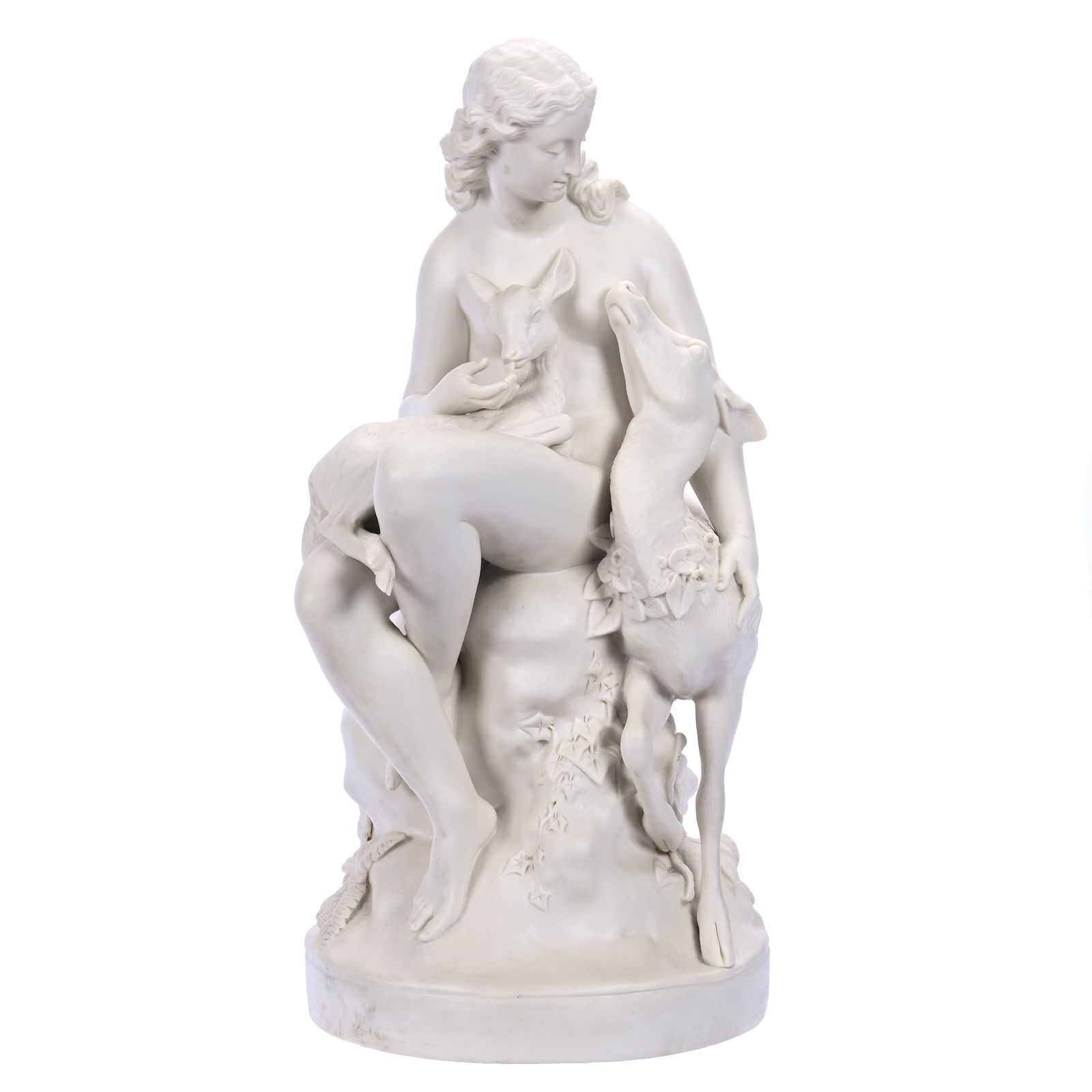 White Parian Bisque Statue, Titled "Wood Nymph", Signed C. B. Birch, Dated 1866 (1 of 4)