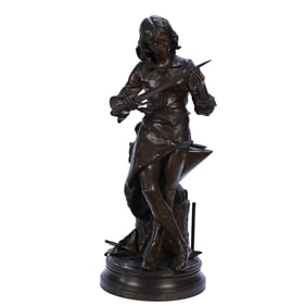 Bronze Figurine, Titled "Hors Concours" Signed Adrian Etienne Gaudez (French 1845-1902)