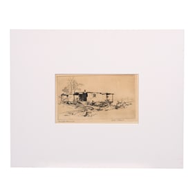 Intaglio/Etching, Titled "Home Of A River Man", Artist Signed Arthur W. Hall (1889-1981), Marked