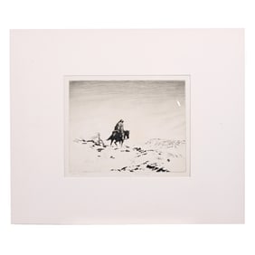 Intaglio/Etching, Titled "Spanish Courier" C. 1933, Artist Signed Arthur W. Hall (1889-1981)