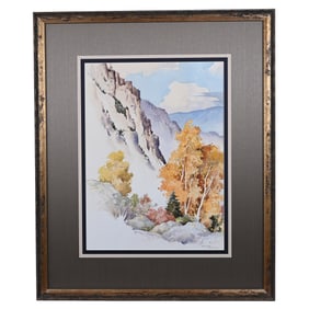 Original Watercolor Titled "Cimarron Canyon", C. 1957-1981, Artist Signed Arthur Hall