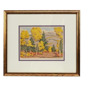 Serigraph Titled "Hyde Park Road" C. 1949-1950, Artist Signed Norma Bassett Hall (1889-1957)