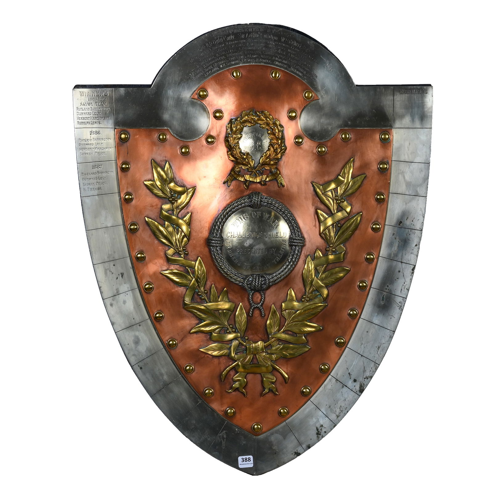 Shield Shaped Memorial Placard, Thespians Members Of The Savoy Theatre (1 of 7)