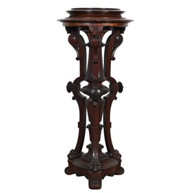 Fern Stand, Victorian Burl Walnut With Claw Feet