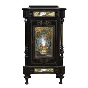 Ebonized Napoleon III French Music Cabinet, Rosewood Interior