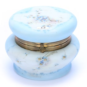 Jewel Box Marked Belle Ware, Blue And White Tones, Blue Floral Decor