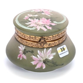 Jewel Box Marked Nakara, Green And Pink Tones, Pink Floral Decor