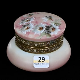 Jewel Box Marked Nakara, Pink And Yellow Tones, Blue Floral Decor