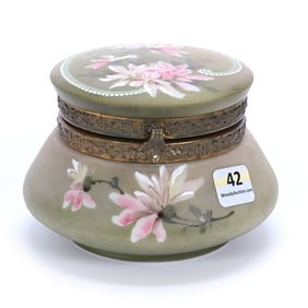 Jewel Box Marked Nakara, Green And Pink Tones, Pink Floral Decor