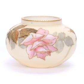 Vase Marked Smith Brothers, Cream Tones, Pink Rose Decor