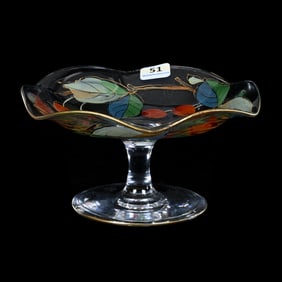 Compote, Unmarked Napoli Art Glass By Mt. Washington
