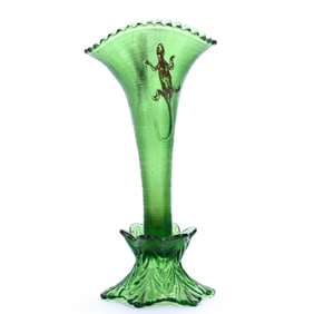 Vase, Unmarked Solid Green Pattern Glass
