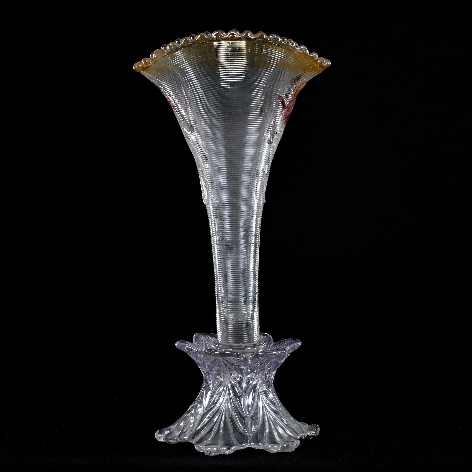 Vase, Unmarked Marigold To Clear Pattern Glass (1 of 3)