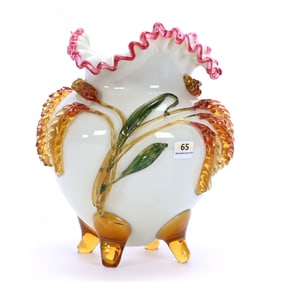 Footed Vase, Unmarked Stevens & Williams Art Glass