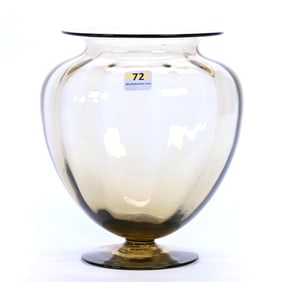 Pedestal Vase, Unmarked Art Glass, Solid Topaz