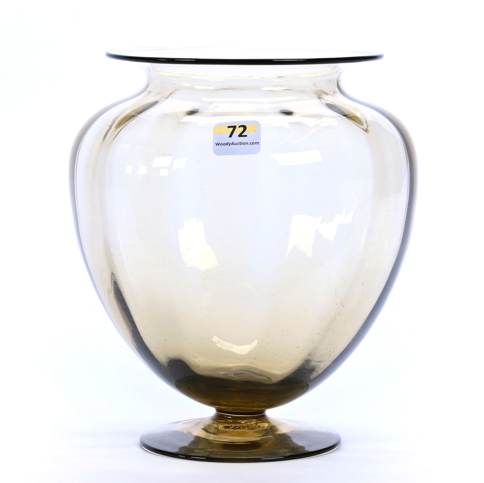 Pedestal Vase, Unmarked Art Glass, Solid Topaz (1 of 2)