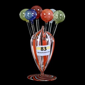 Drink Picks And Stand, Bimini Art Glass