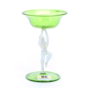 Wine Stem, Unmarked Bimini Art Glass, Figural Dragon Stem