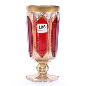 Goblet, Unmarked Moser Art Glass