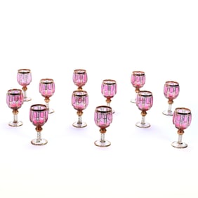 (12) Wine Stems, Unmarked Moser Art Glass