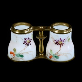 Double Toothpick Holder, Unmarked Wave Crest, Binocular Form