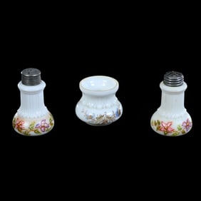 (3) Items, Unmarked Wave Crest Art Glass