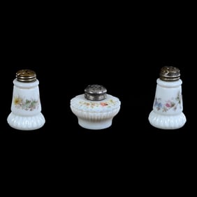 (3) Items, Unmarked Wave Crest Art Glass