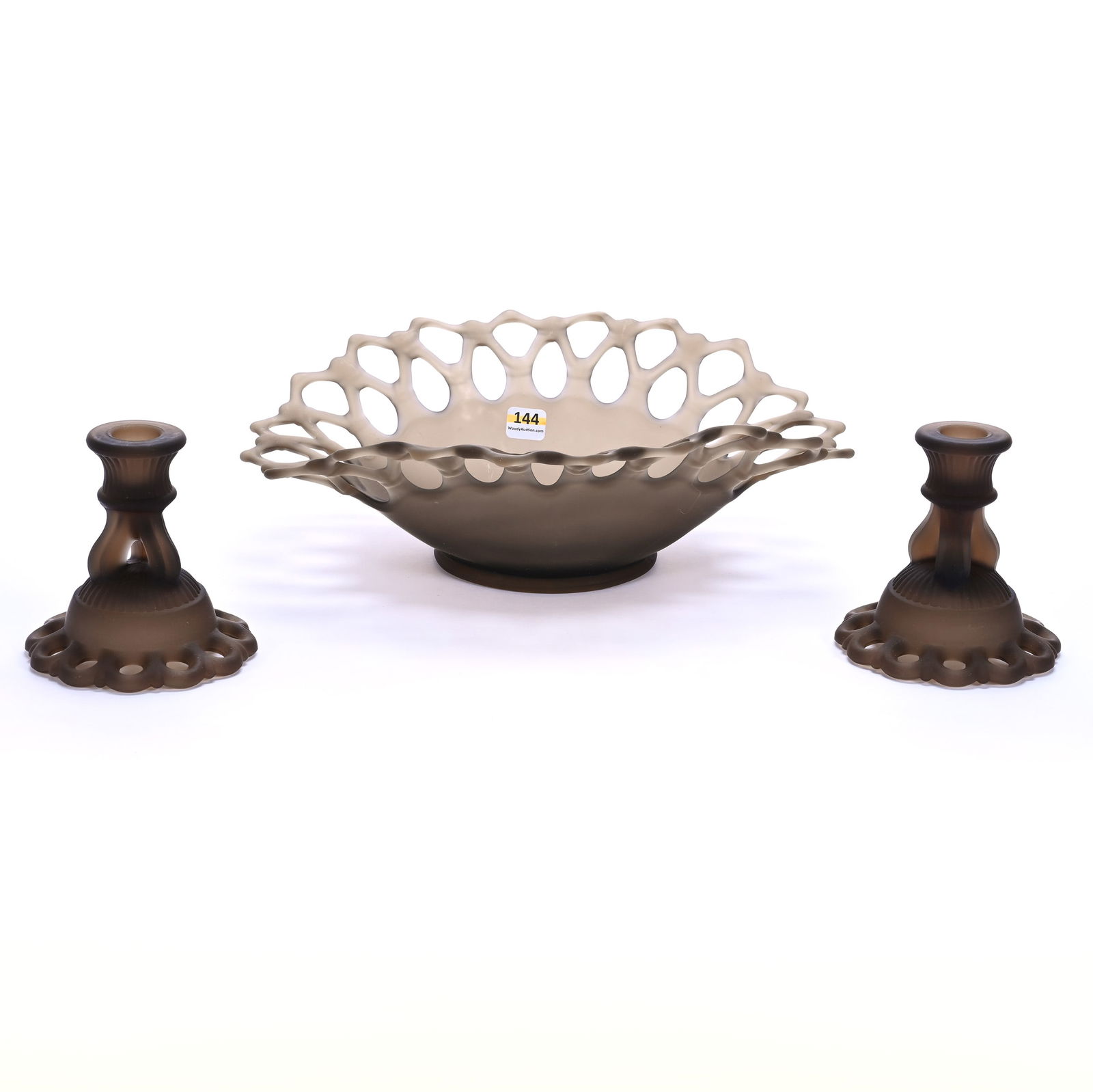Console Set, Three Piece, Frosted Smoke By Westmoreland, Doric Lace (1 of 3)