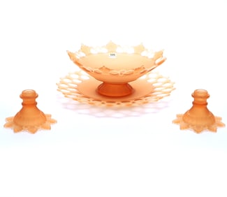 Console Set, Four Piece, Frosted Apricot By Westmoreland