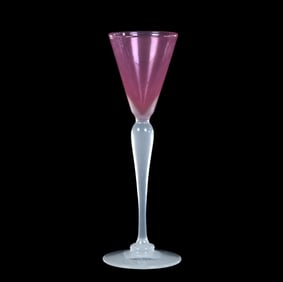 Cordial Stem, Unmarked Stevens & Williams Rosaline And Opaque Art Glass