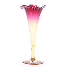 Trumpet Vase, Amberina Art Glass Attributed To New England