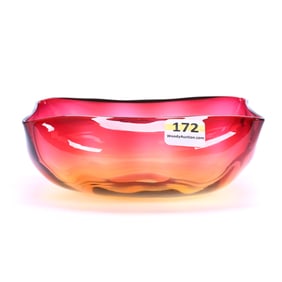 Rectangular Bowl, Amberina Art Glass