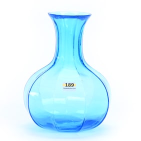 Water Carafe, Blue Pattern Glass, Nine Sides