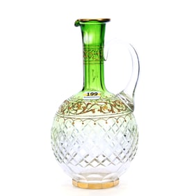 Decanter Marked Moser Karlsbad Austria, Green Shading To Clear