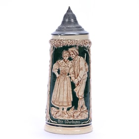 Stein Marked Germany, Cream Tones With Green Background